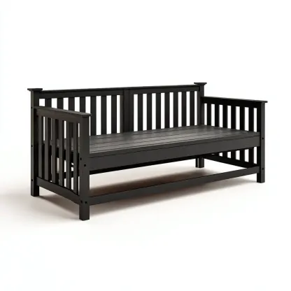 Canapé lit-Bois massif-200x95x80 cm-Noir-Style contemporain-Tadiiaabode