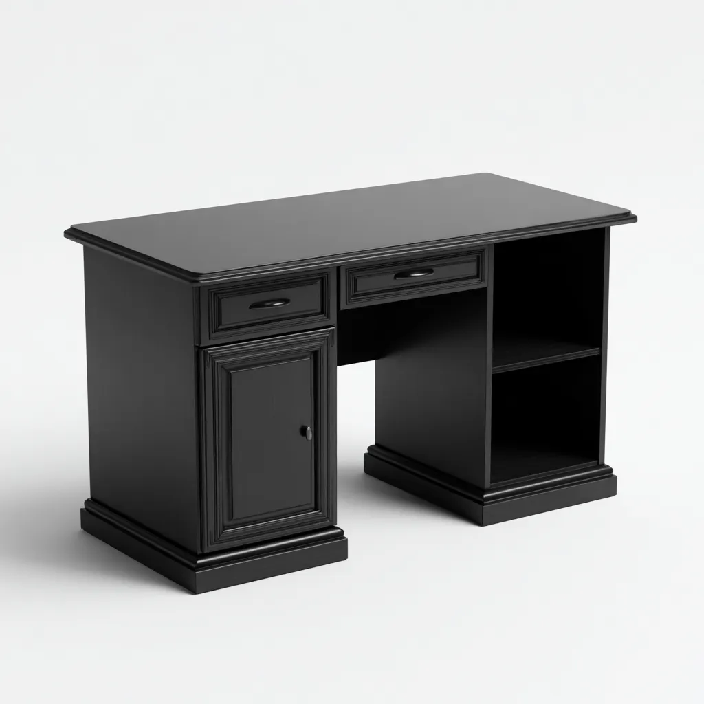 Bureau - Panneaux bois - 122x62x76 cm - Noir - Style classique contemporain-Tadiiaabode