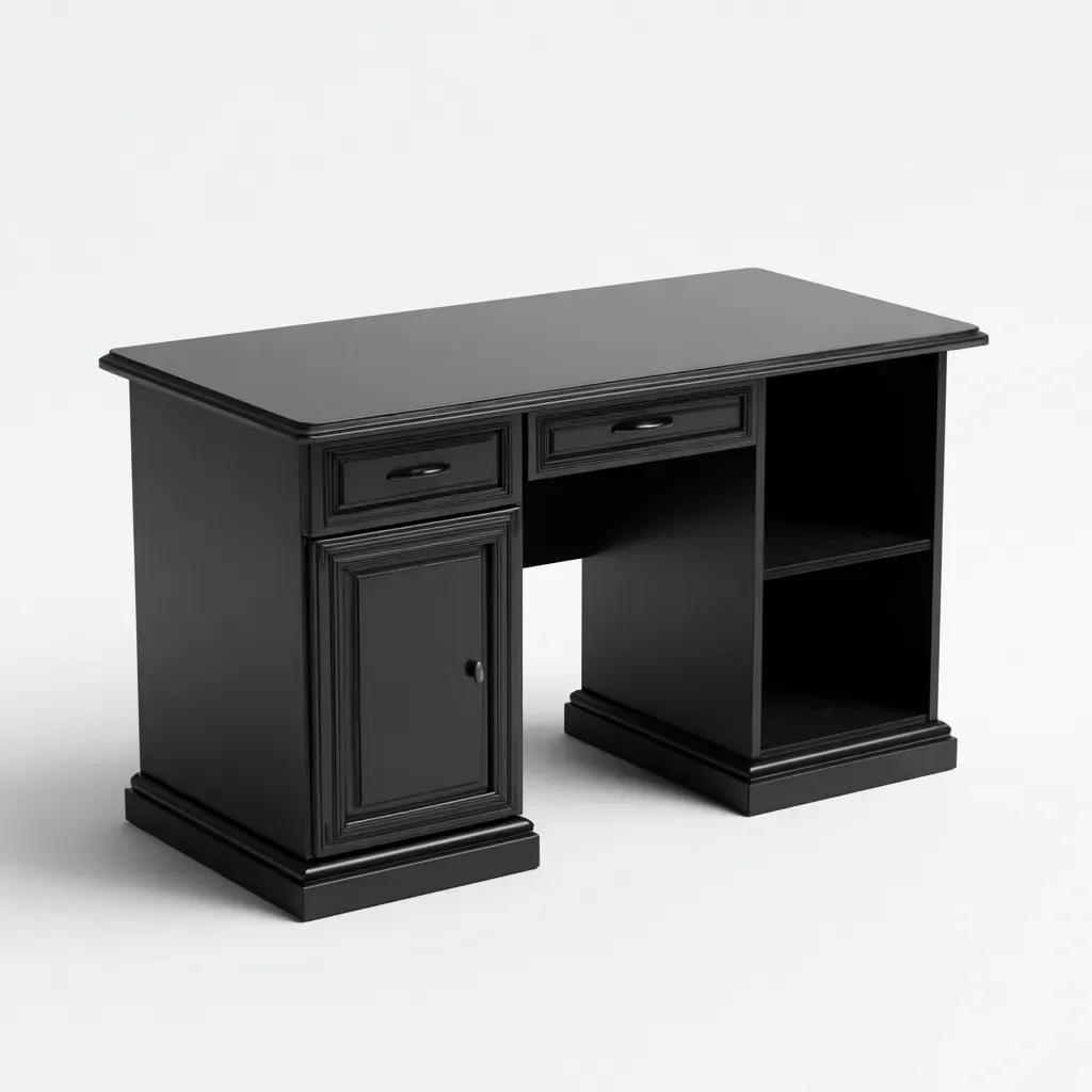 Bureau - Panneaux bois - 122x62x76 cm - Noir - Style classique contemporain-Tadiiaabode