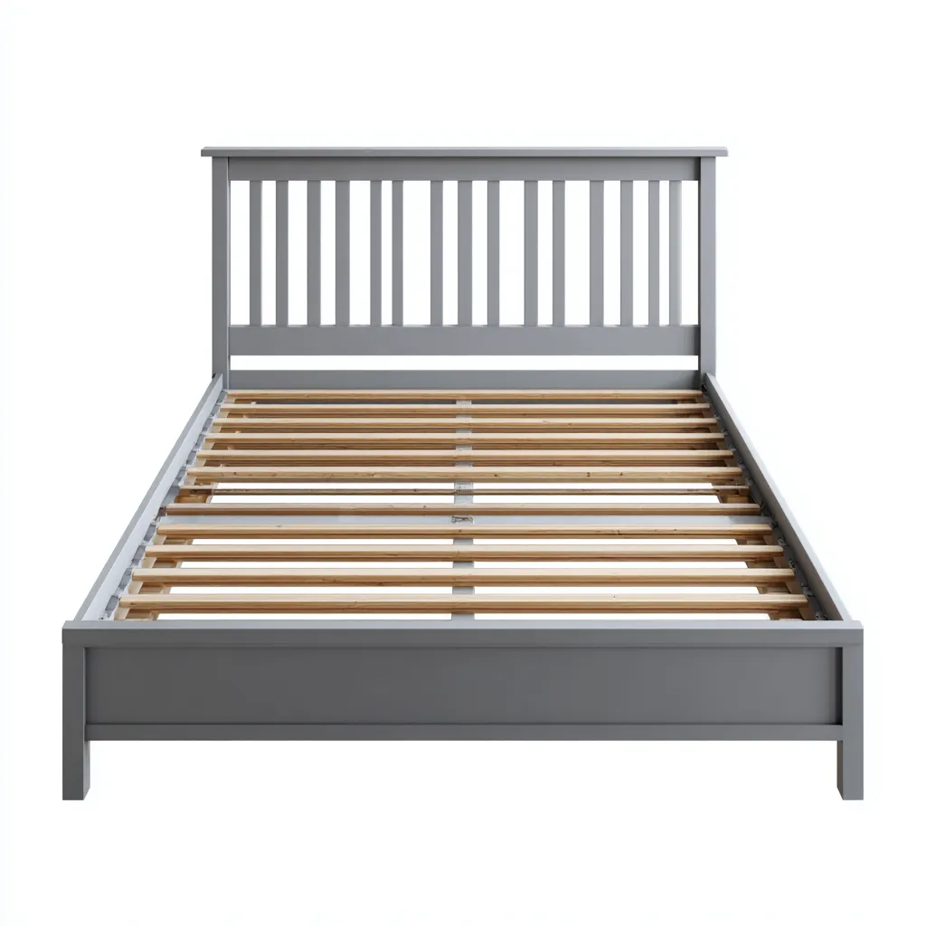 Lit double - Bois - 206x158x110 cm - Gris - Style classique-Tadiiaabode