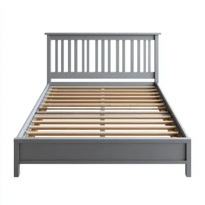 Lit double - Bois - 206x158x110 cm - Gris - Style classique-Tadiiaabode