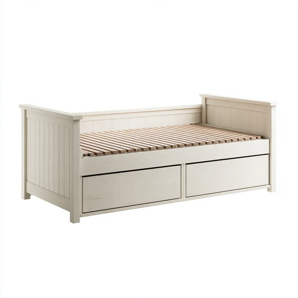 Canapé lit-Bois massif-199x95x80 cm-Blanc naturel-Style scandinave épuré-Tadiiaabode