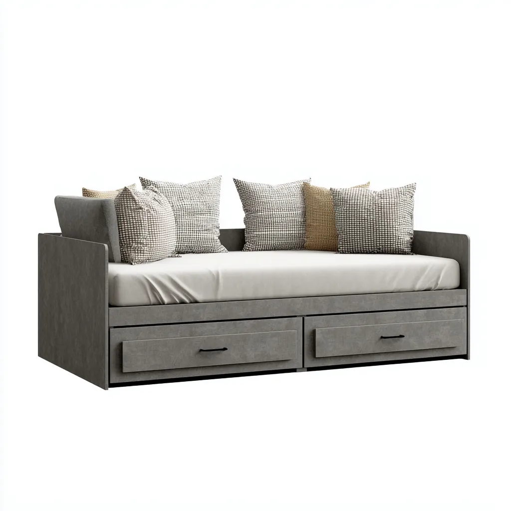 Canapé lit-Bois massif-198x93x78 cm-Gris ciment-Style industriel moderne-Tadiiaabode