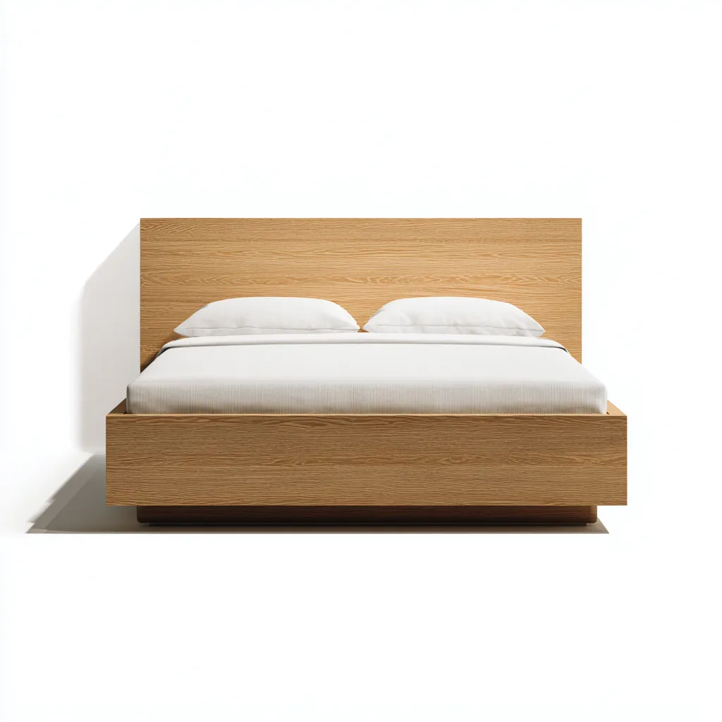 Lit double - Bois - 212x164x108 cm - Naturel - Style contemporain-Tadiiaabode