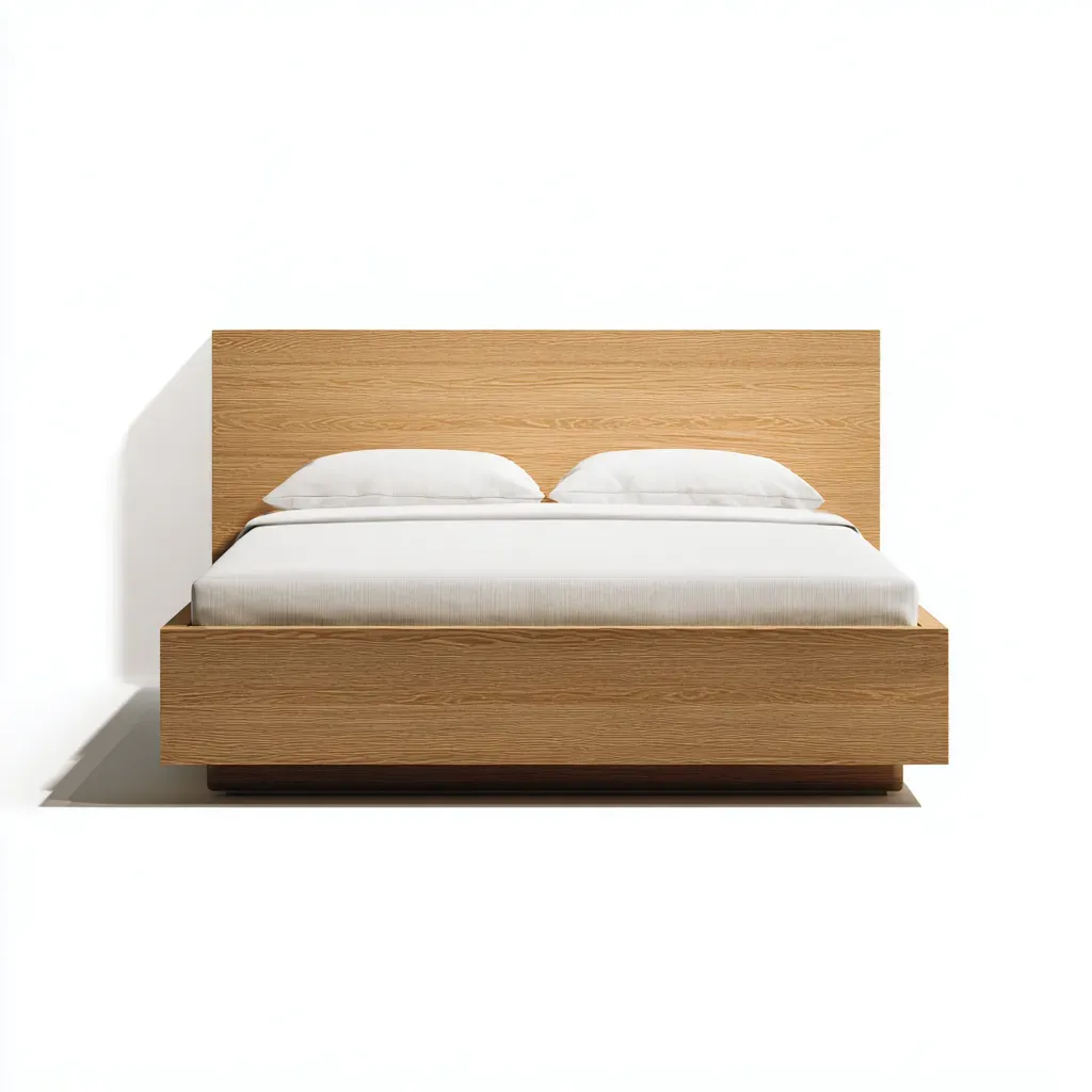 Lit double - Bois - 212x164x108 cm - Naturel - Style contemporain-Tadiiaabode