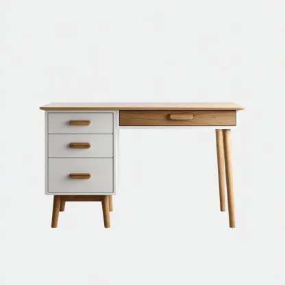 Bureau - Bois massif-panneaux bois - 116x57x74 cm - Blanc-chêne clair - Style scandinave contemporain-Tadiiaabode