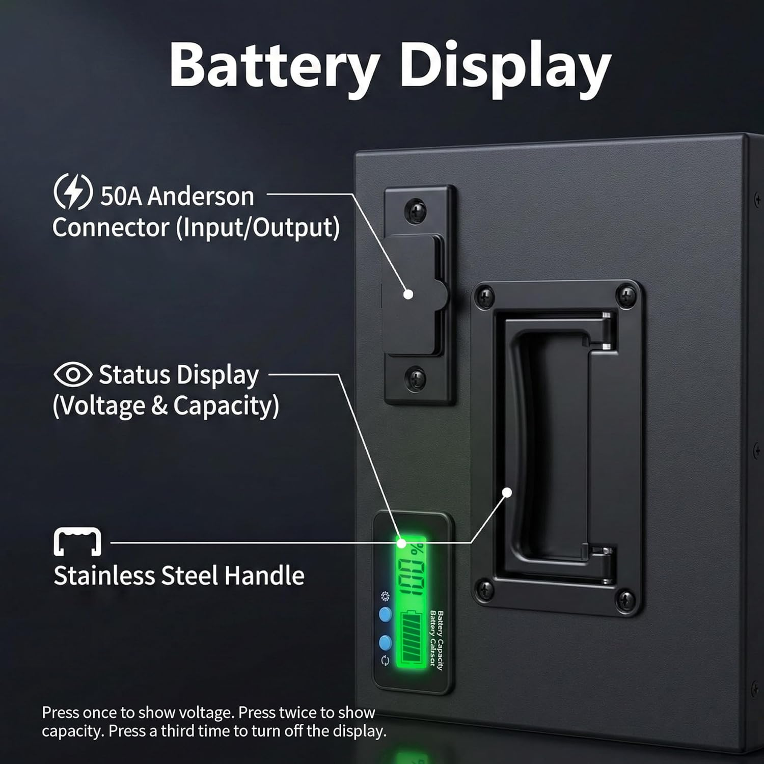 72V 50Ah LiFePO4电池，50A BMS保护，LED显示屏，5A快充，铝合金外壳，4000+循环，适用于250W-3500W电动自行车踏板车 E-Trike 摩托 |DOT UN38.3 MSDS认证