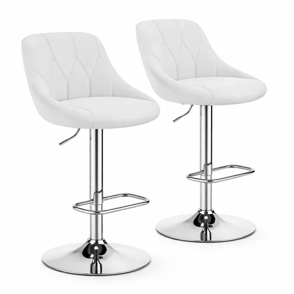 Set 2 sgabelli bar alti regolabili con schienale girevole e poggiapiedi