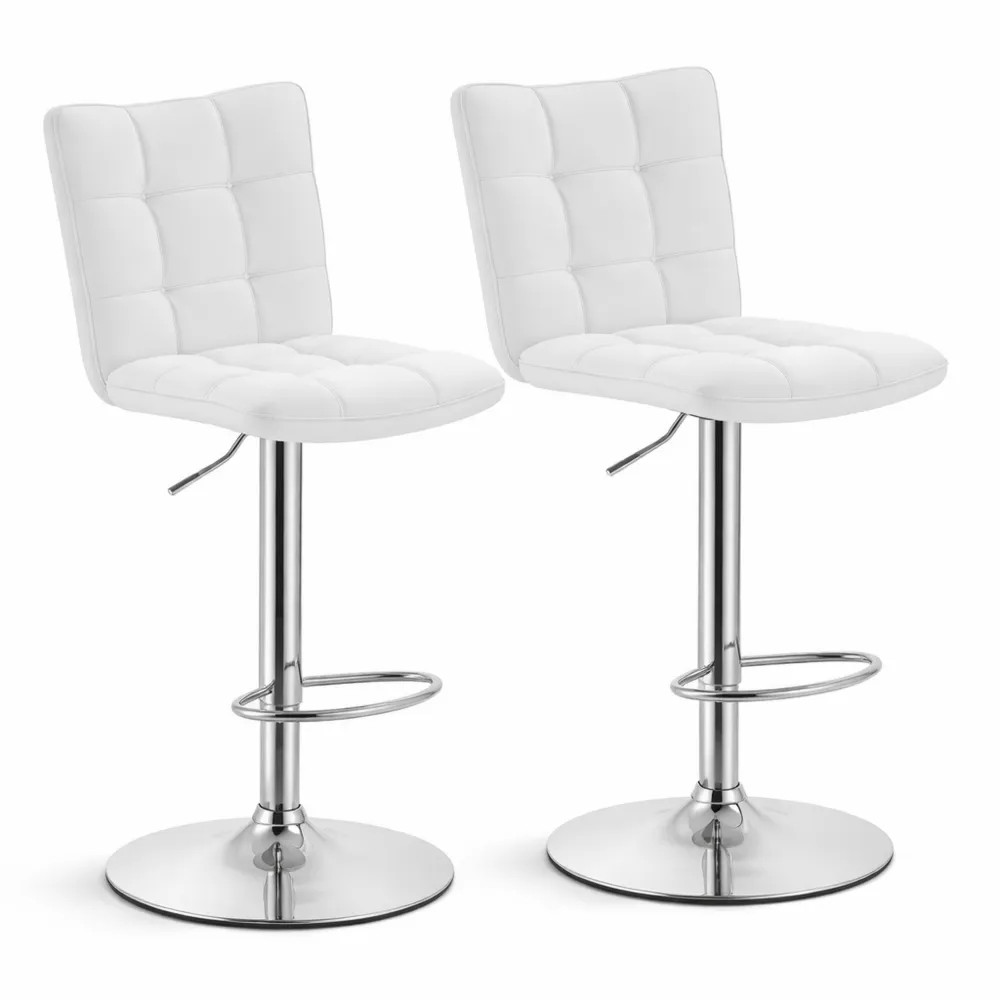 Set di 2 sgabelli da bar bianchi regolabili in similpelle girevoli