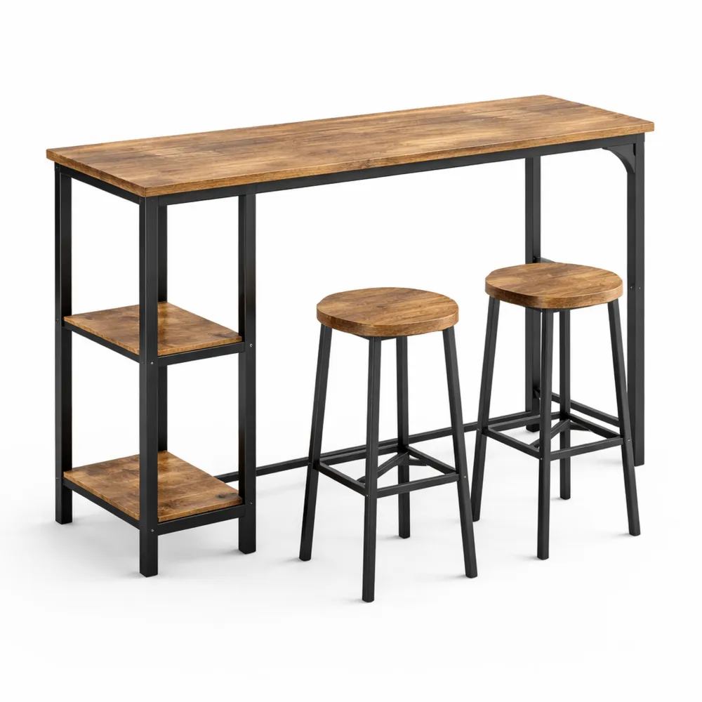 Tavolo da bar con sgabelli e ripiani portabottiglie per cucina e soggiorno