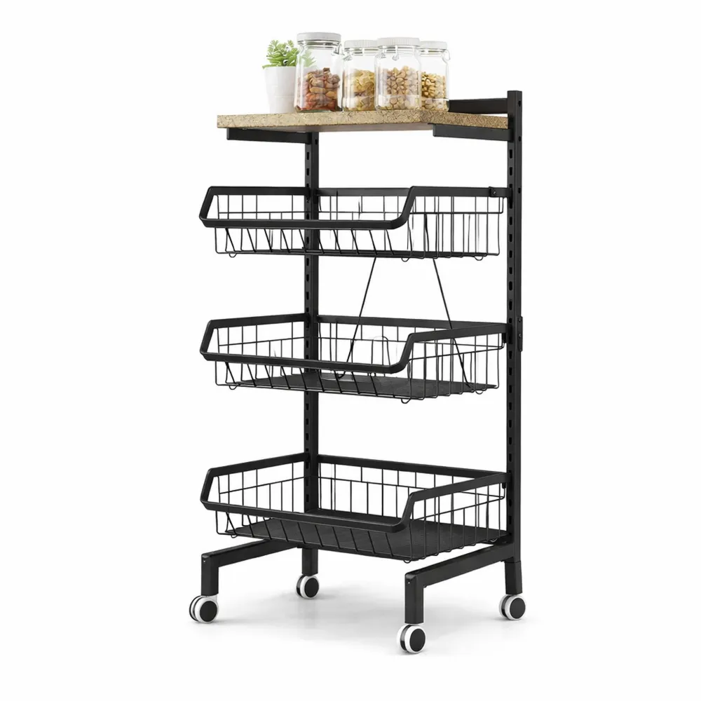 Carrello Impilabile per Frutta e Verdura con Ruote Bloccabili