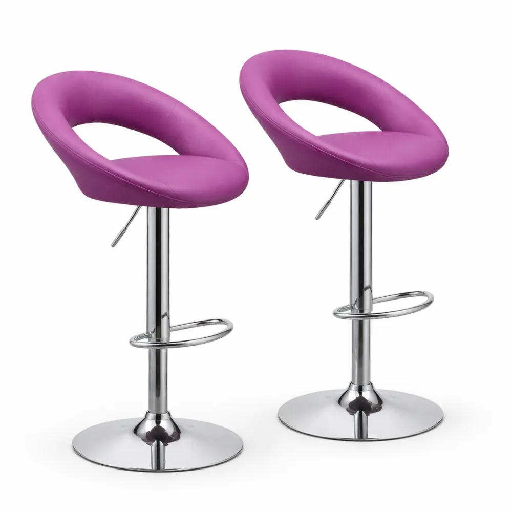 Coppia di Sgabelli Regolabili in Altezza per Cucina e Bar, Sedia Girevole per Pizzerie e Ristoranti, Colore Viola