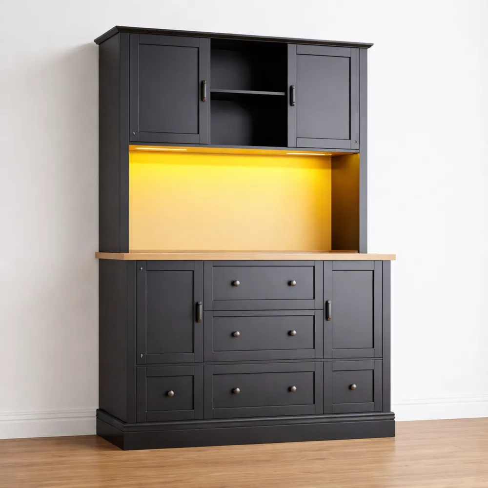 Mobile moderno con LED e controllo app, 4 ante e 3 cassetti