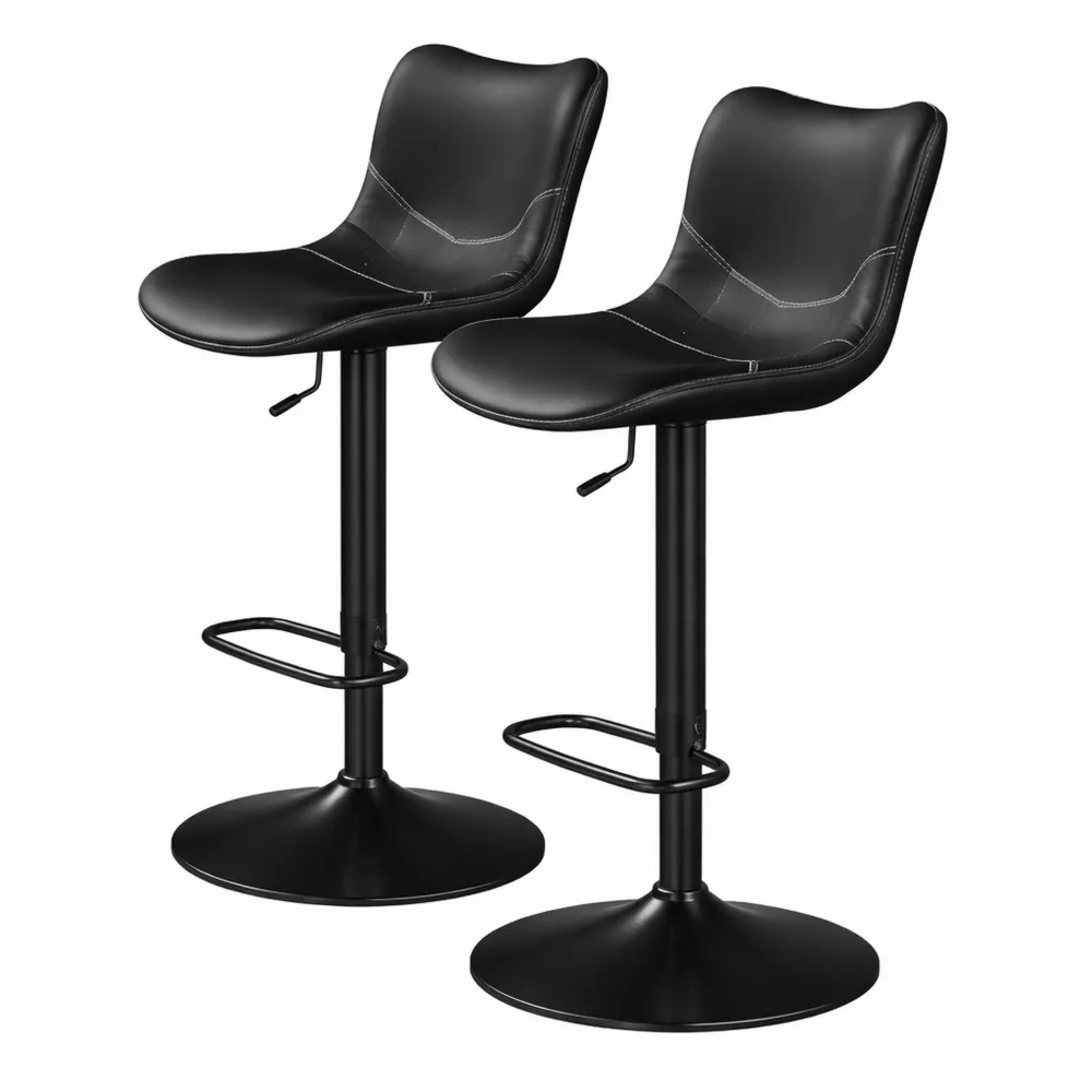 Set di 2 sgabelli da bar moderni con schienale in similpelle regolabili