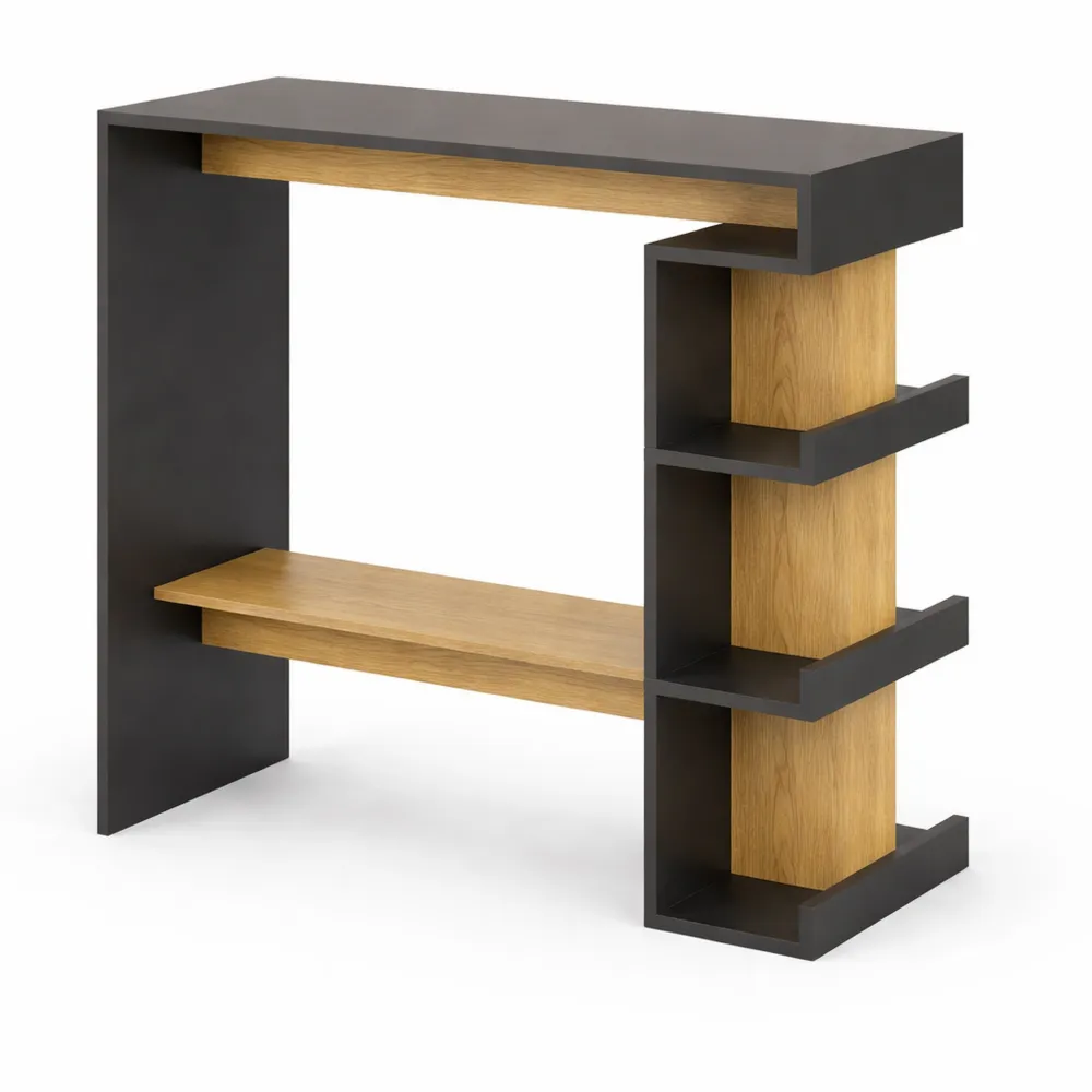 Tavolo da Bar Alto in Antracite e Quercia Dorata, 108 x 50 cm