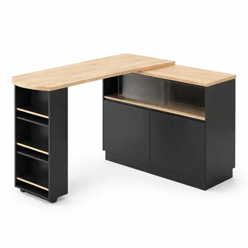 Bancone bar girevole 360° con ripiani in vetro per cucina e ristorante