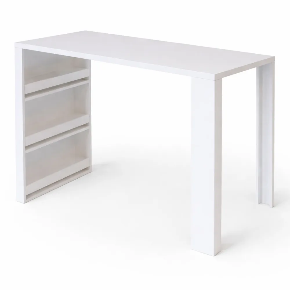 Tavolo da Bar Alto in Legno, Bianco, 57 x 117 cm