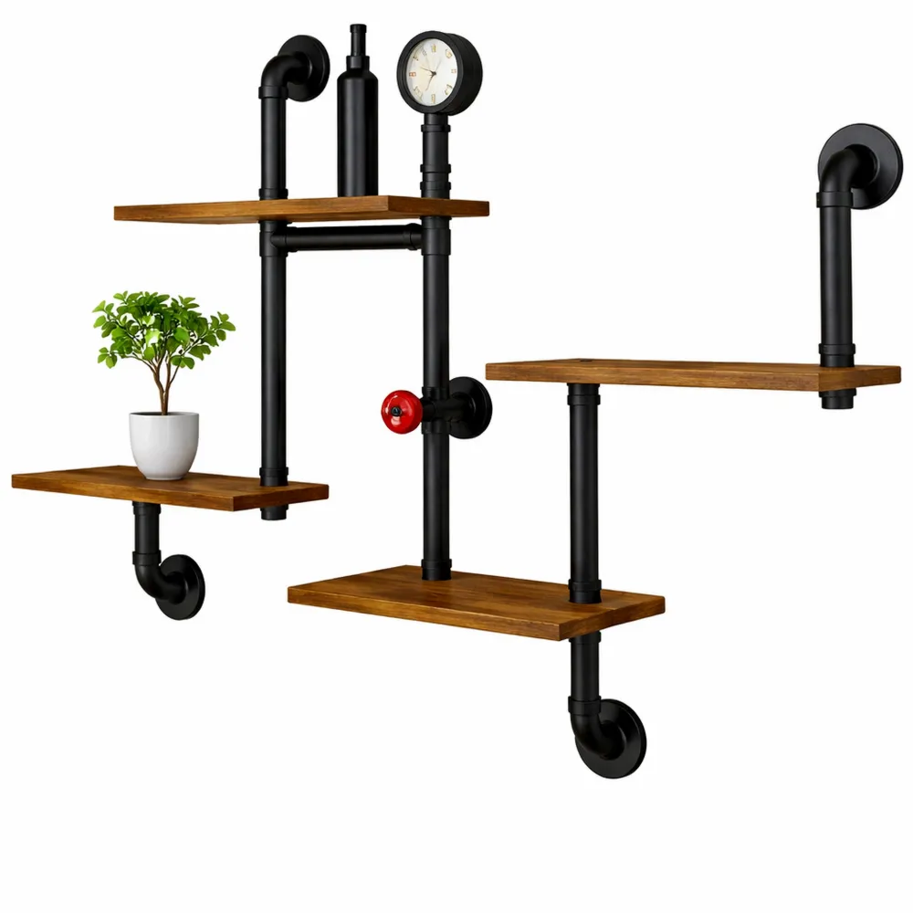 Mensole Industriali a 4 Strati per Soggiorno e Ufficio