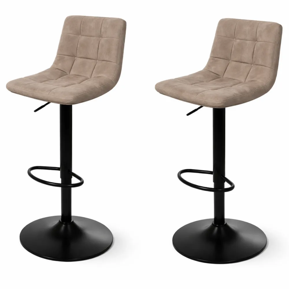 Set di sgabelli da bar regolabili girevoli con schienale in similpelle beige