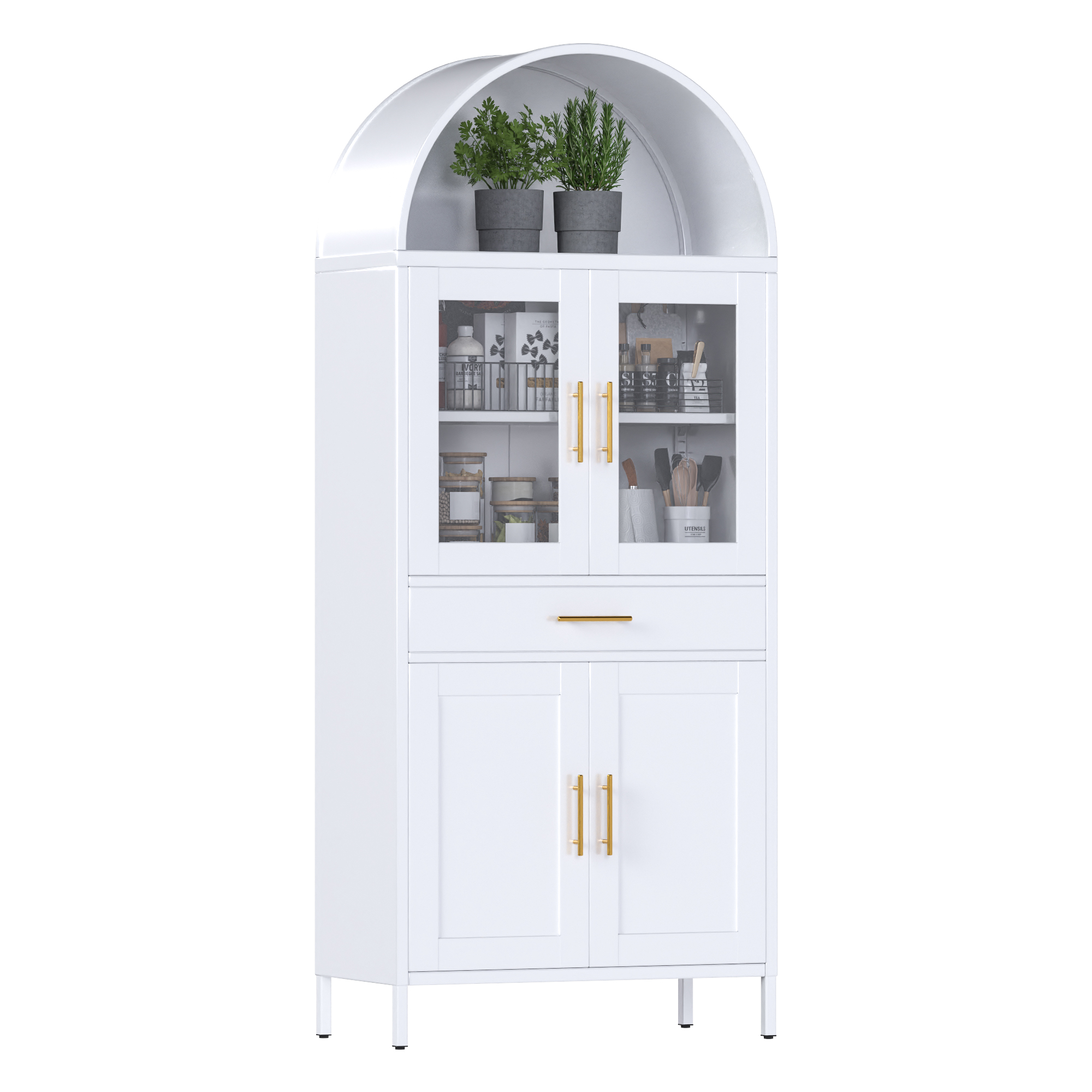 Aobabo 73'' H Metal Arched Storage Display Cabinet with Drawer,  