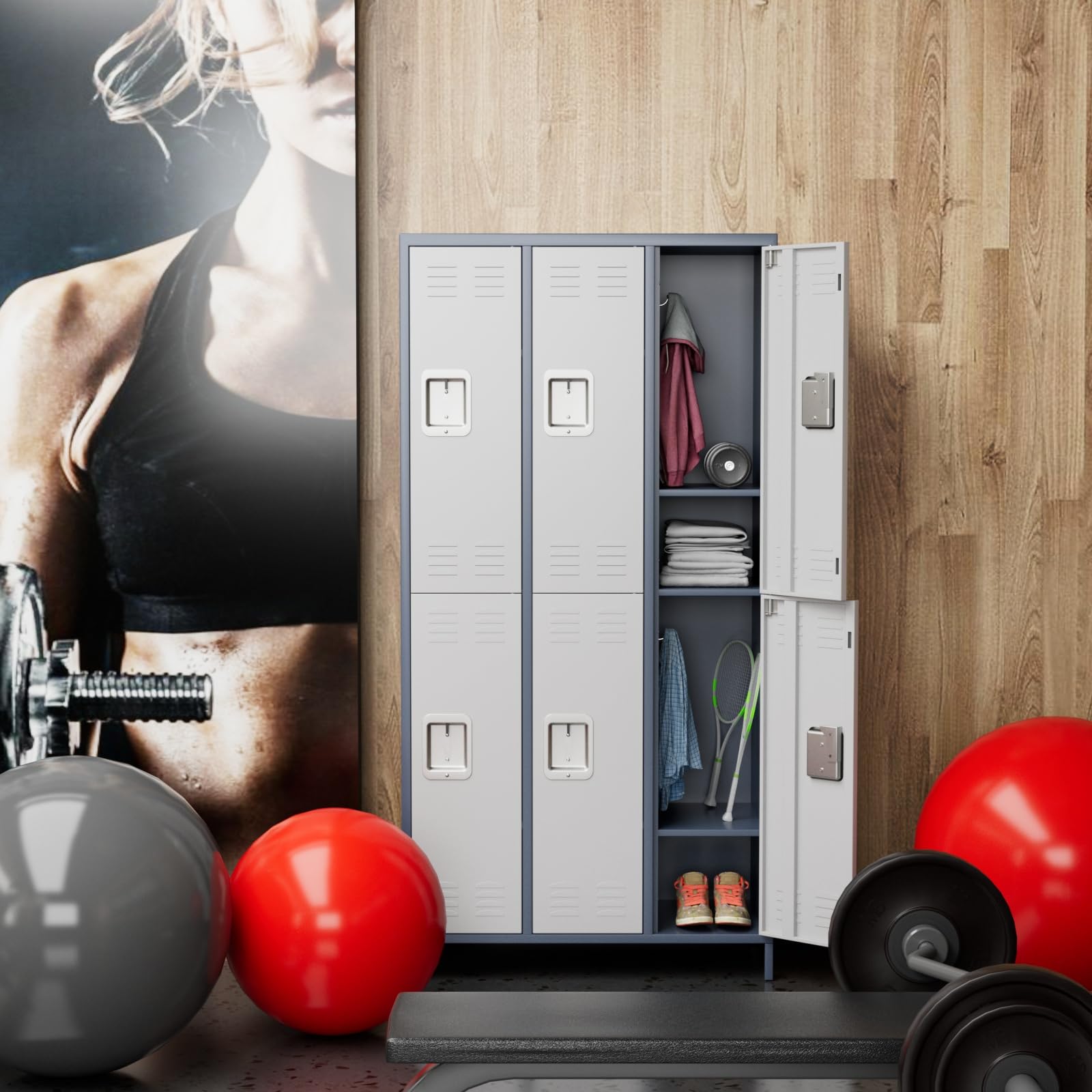 Aobabo Metal Office Storage Lockers（gray and white）