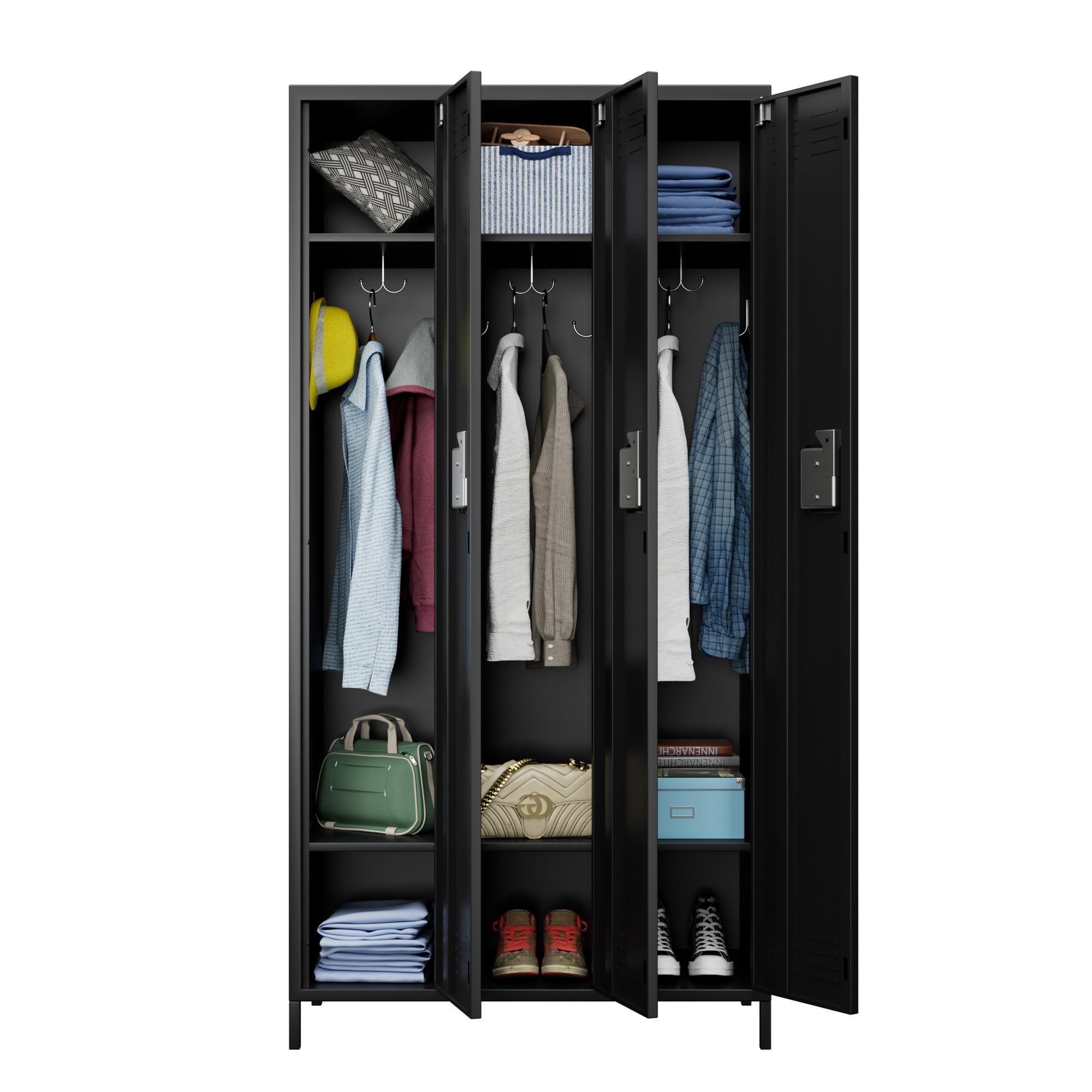 AOBABO metal storage locker (3 Door-Black)