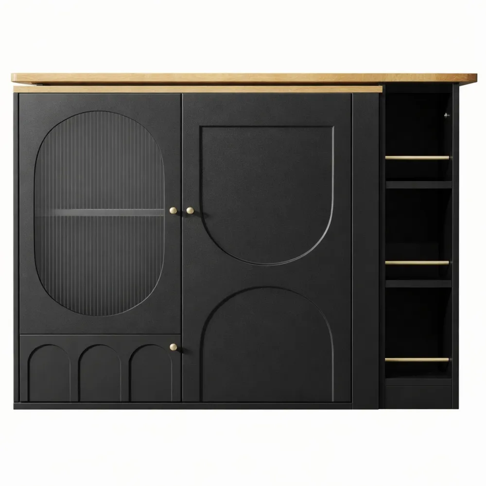 Tavolo da Bar Girevole con Vano Portaoggetti e Scaffali-Loftxel