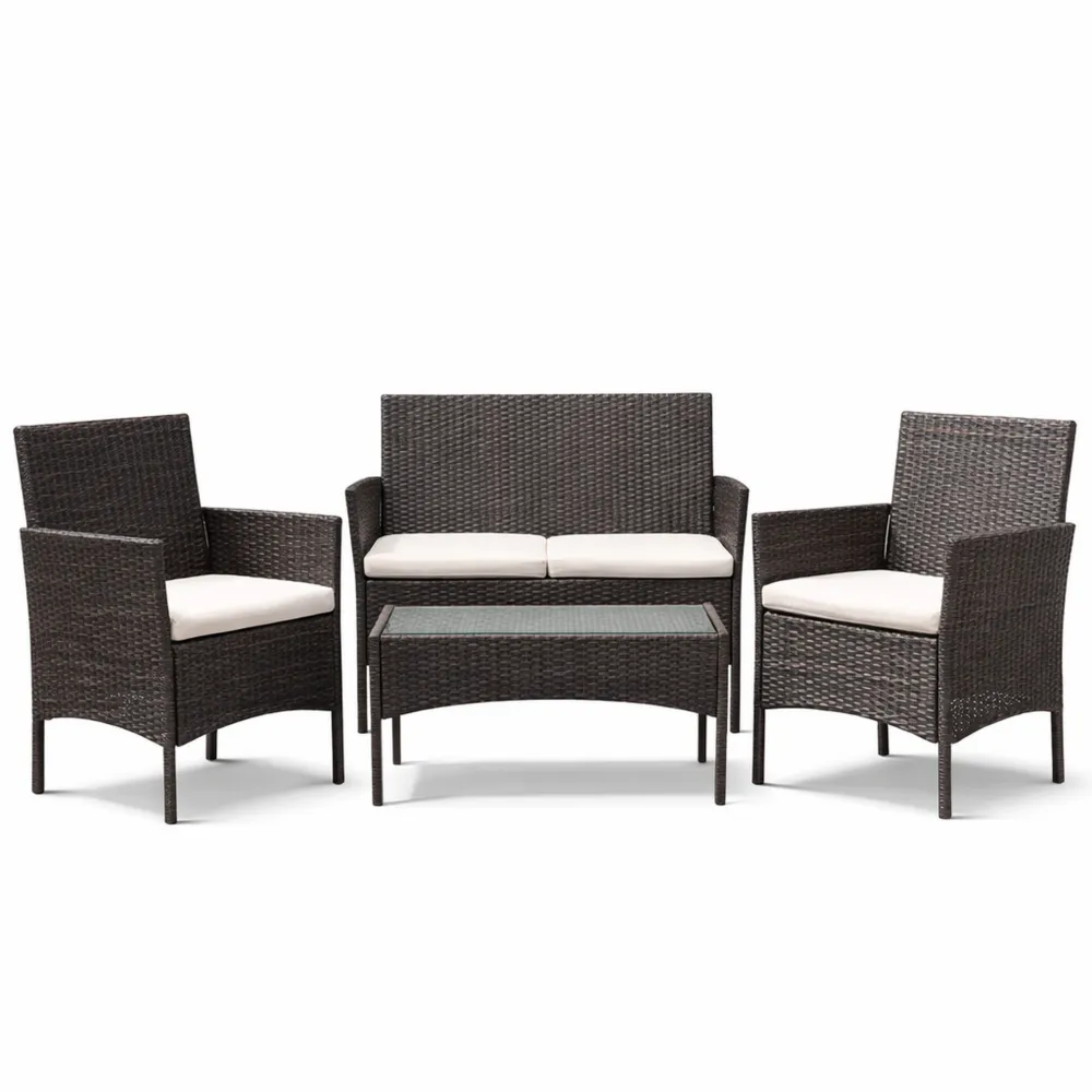 Set Arredo da Giardino in Rattan con Divano e Tavolino-Loftxel