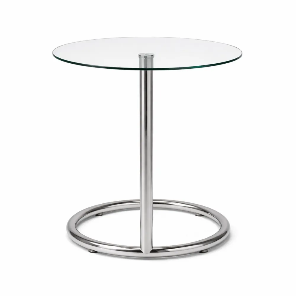 Tavolino laterale in vetro temperato e metallo 46x45 cm-Loftxel