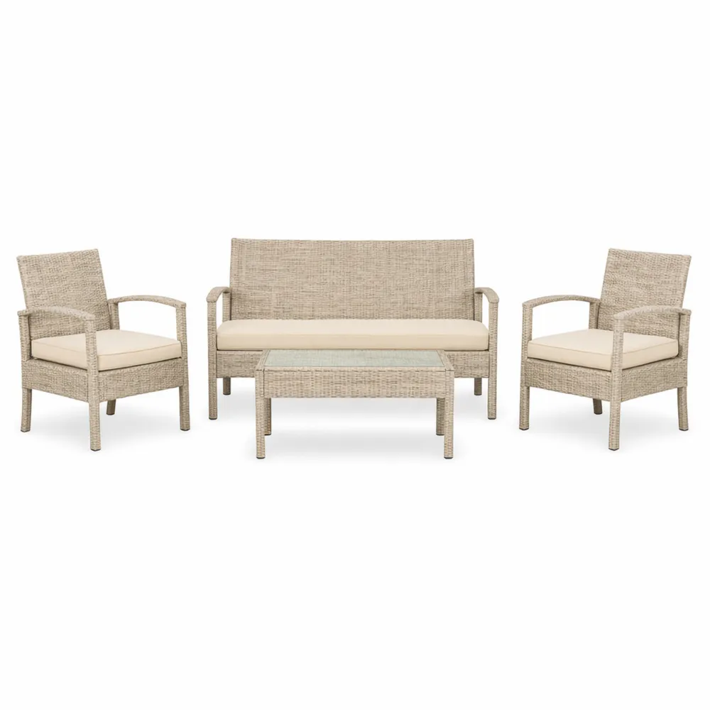 Set da Giardino in Polyrattan per 4 Persone con Cuscini-Loftxel