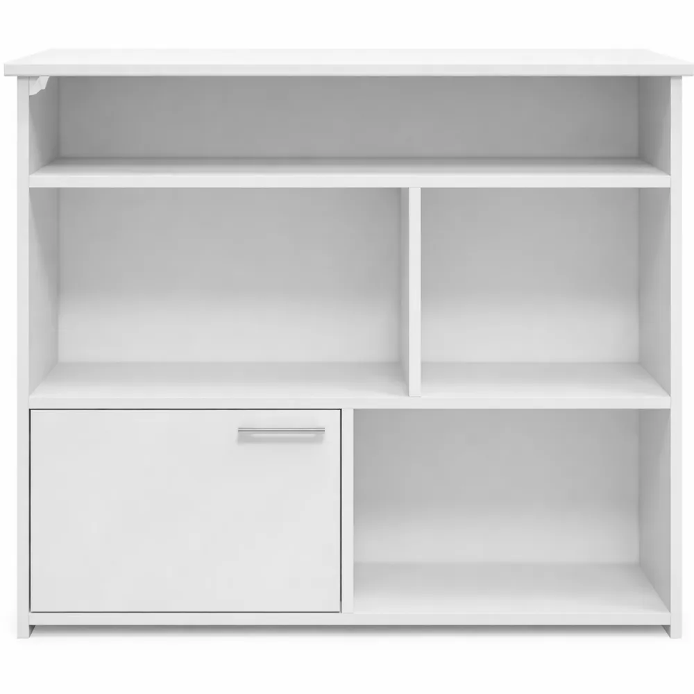 Tavolo da Bar Alto con Ripiani e Porta, Colore Bianco-Loftxel