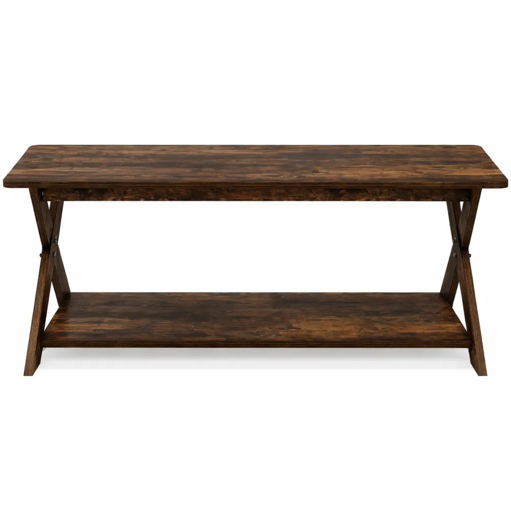 Tavolino da caffè rettangolare moderno con gambe incrociate, ideale per soggiorno e ufficio-Loftxel