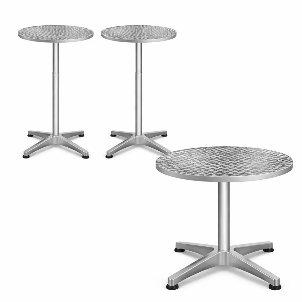 Set di 2 tavoli da bar regolabili in alluminio per esterni-Loftxel