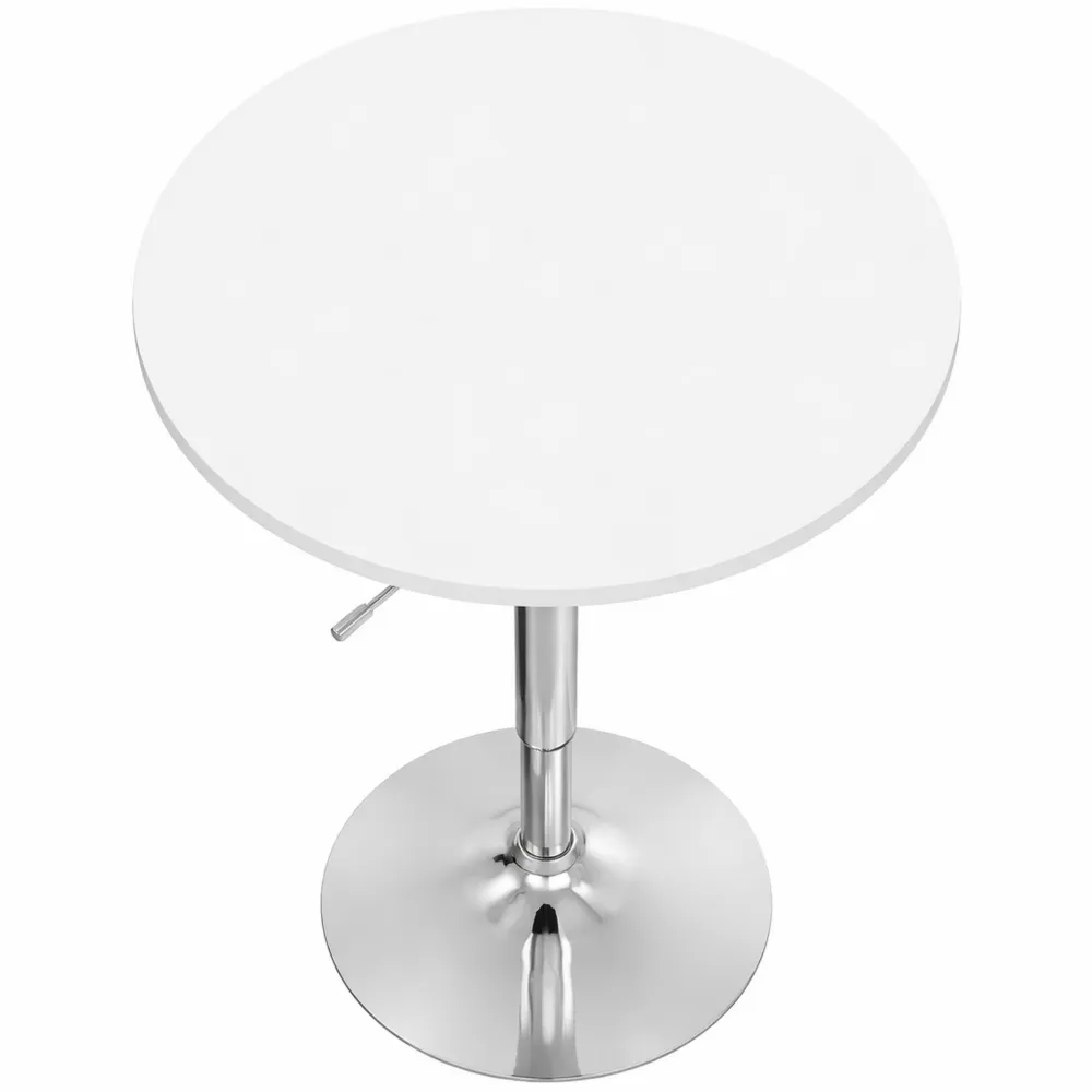 Tavolino da Bar Rotondo con Piano Girevole e Base in Acciaio, Diametro 60 cm, Bianco-Loftxel