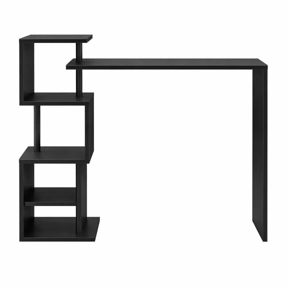 Tavolo Alto da Bar con Mensole e Ripiani Girevoli in Metallo e Legno-Loftxel