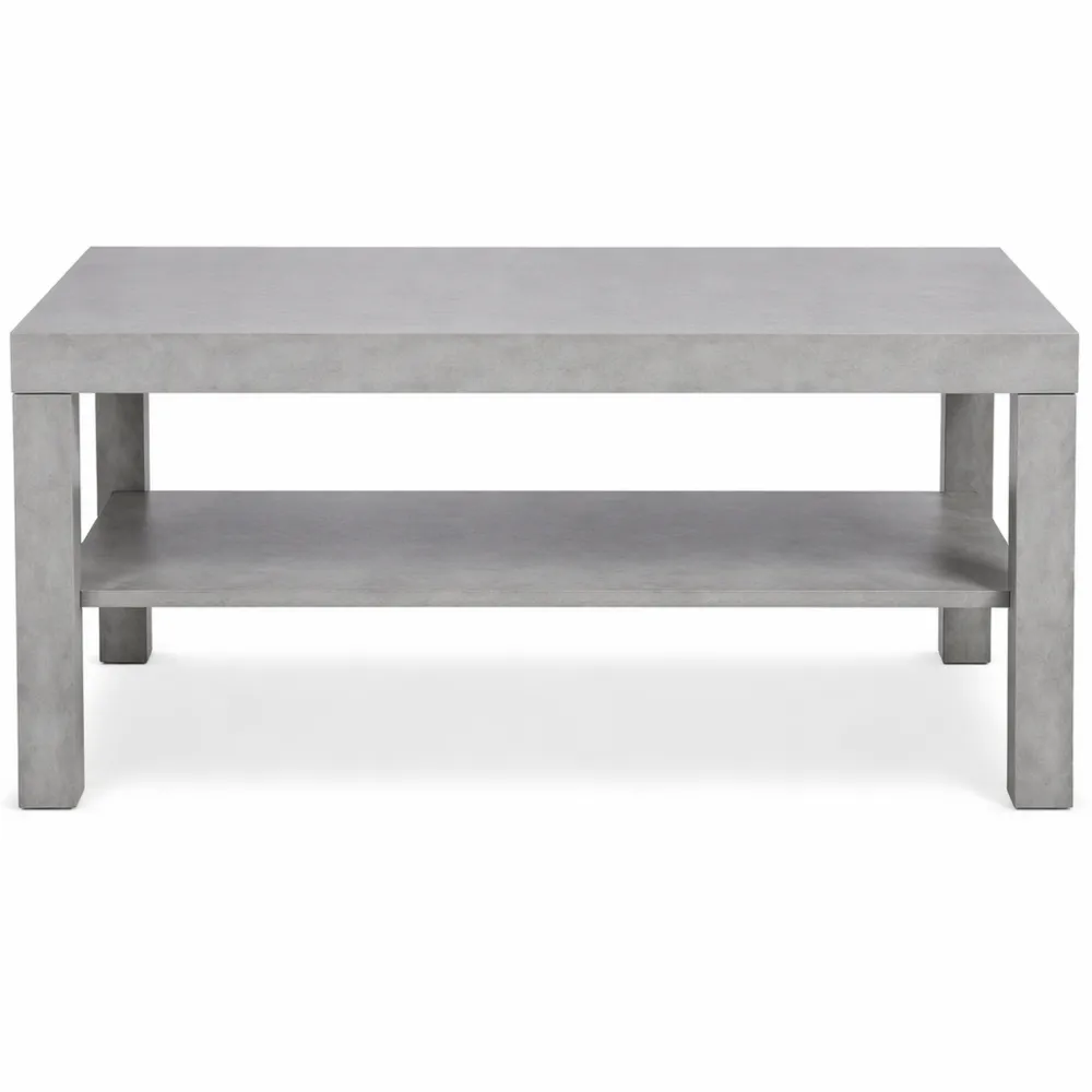 Tavolino basso effetto cemento con ripiano per salotto, 45x90x55 cm, grigio-Loftxel