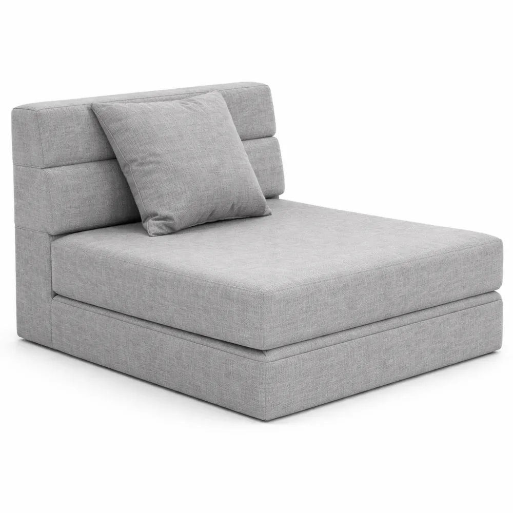 Divano Letto Pieghevole con Materasso in Memory e Cuscino, Ideale per Loft e Soggiorno, Colore Grigio Chiaro