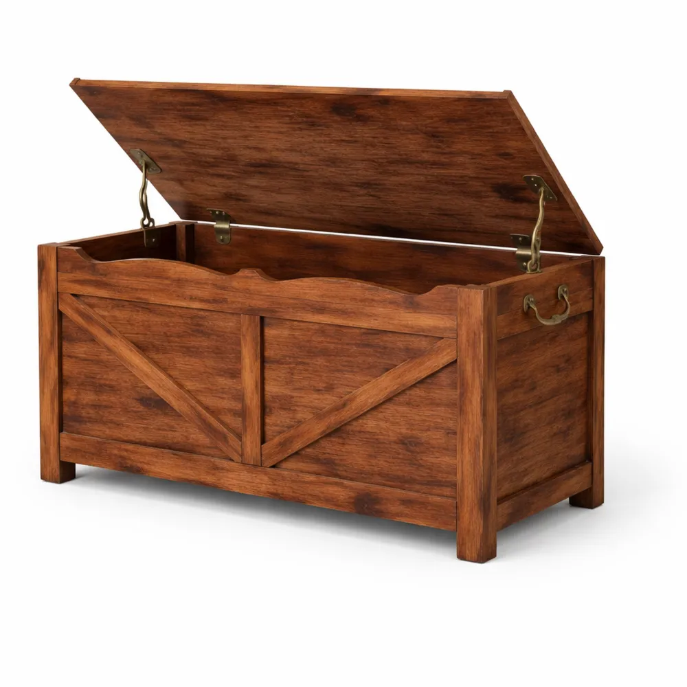 Cassapanca Contenitore Interno in Stile Rustico, 100 cm