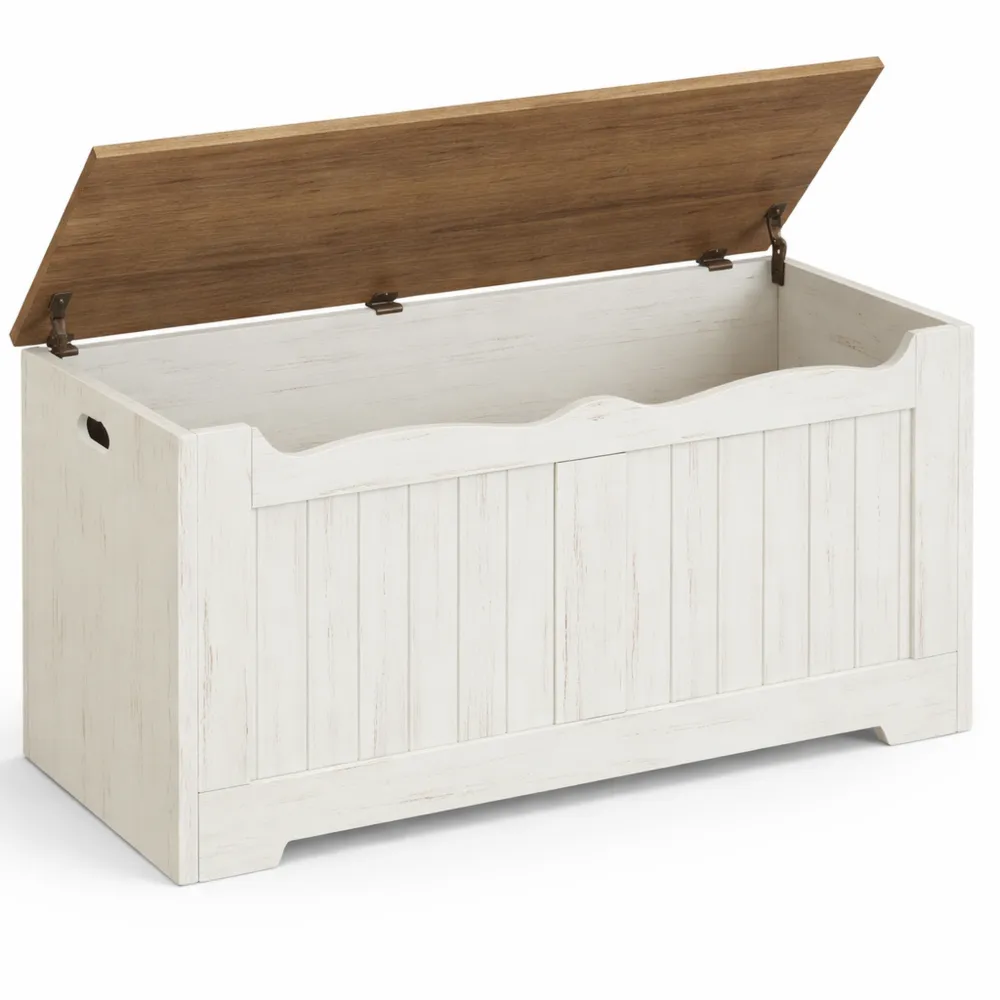 Panca Multifunzione con Portaoggetti per Ingresso, Bianco e Marrone