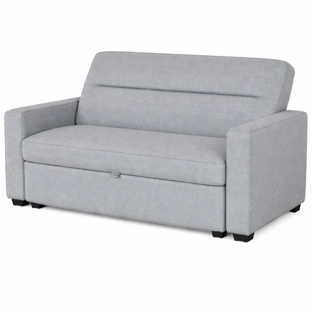 Divano Letto Singolo in Tessuto con Schienale Regolabile, 2 Posti, Grigio