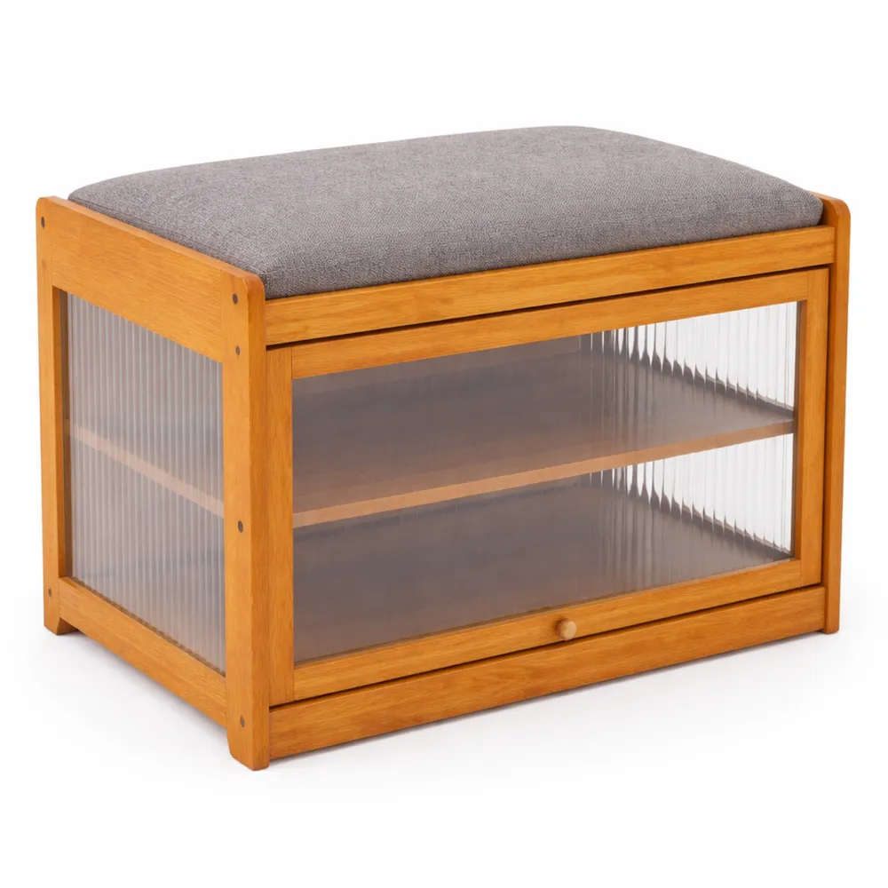 Panca con vano portaoggetti e porta magnetica, seduta rettangolare 50 cm, marrone