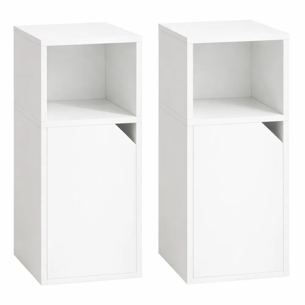 Set di 2 Comodini Stretti con Scomparto Aperto e Porta