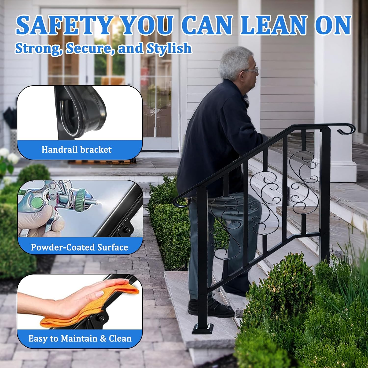 3-Step Outdoor Stair Railing