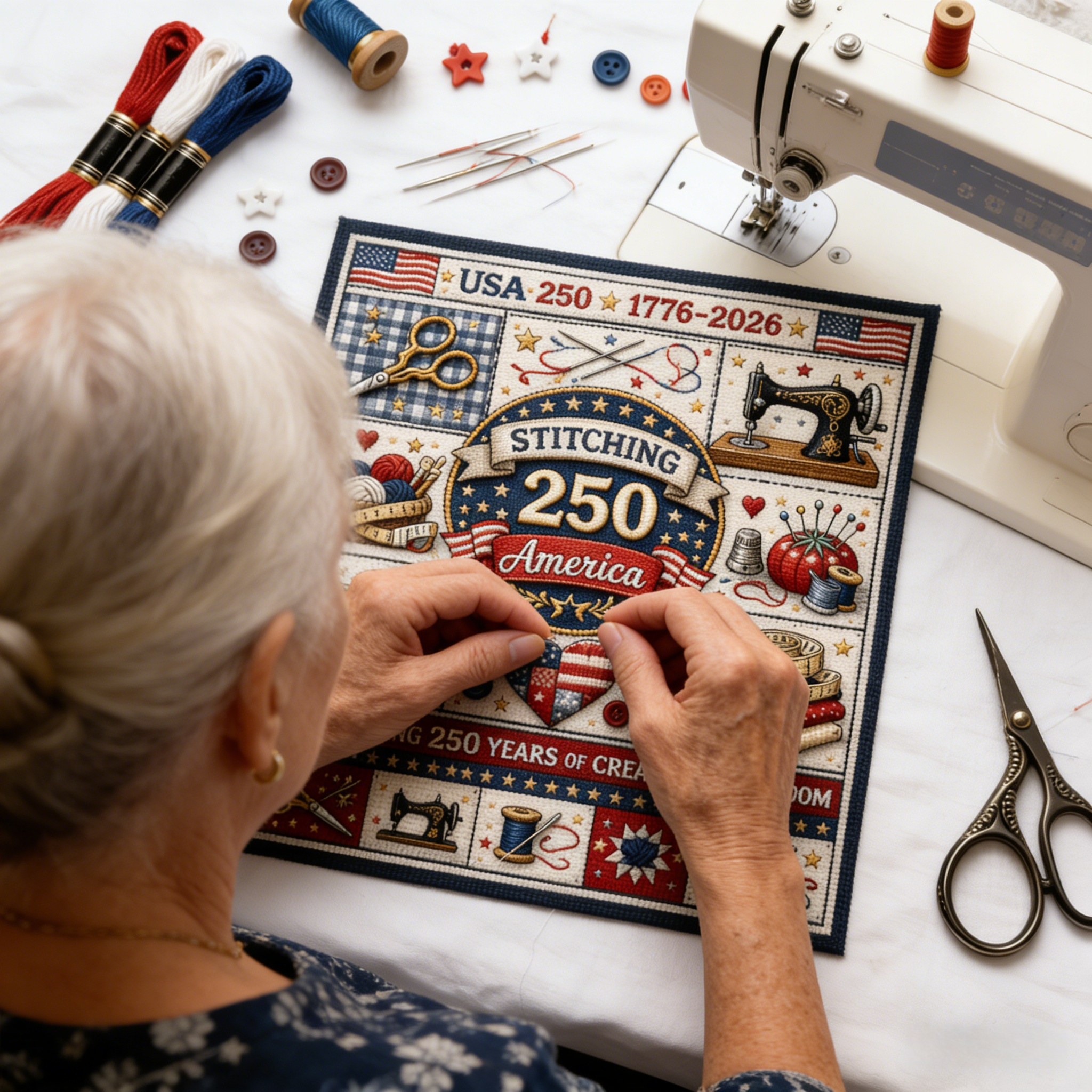 💕Last Day 60% OFF - Stitching America 250 Cross Stitch Kit