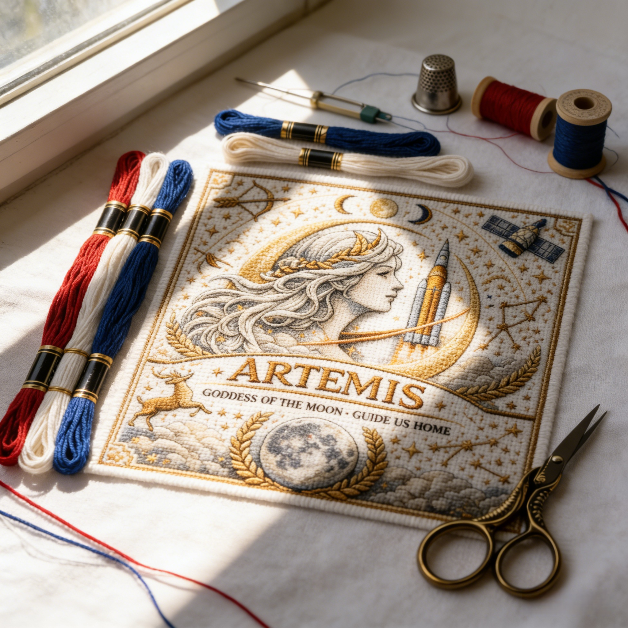 ⚡️250th Anniversary 49% OFF -🌙 Artemis Moon & Stars Cross Stitch Kit ✨