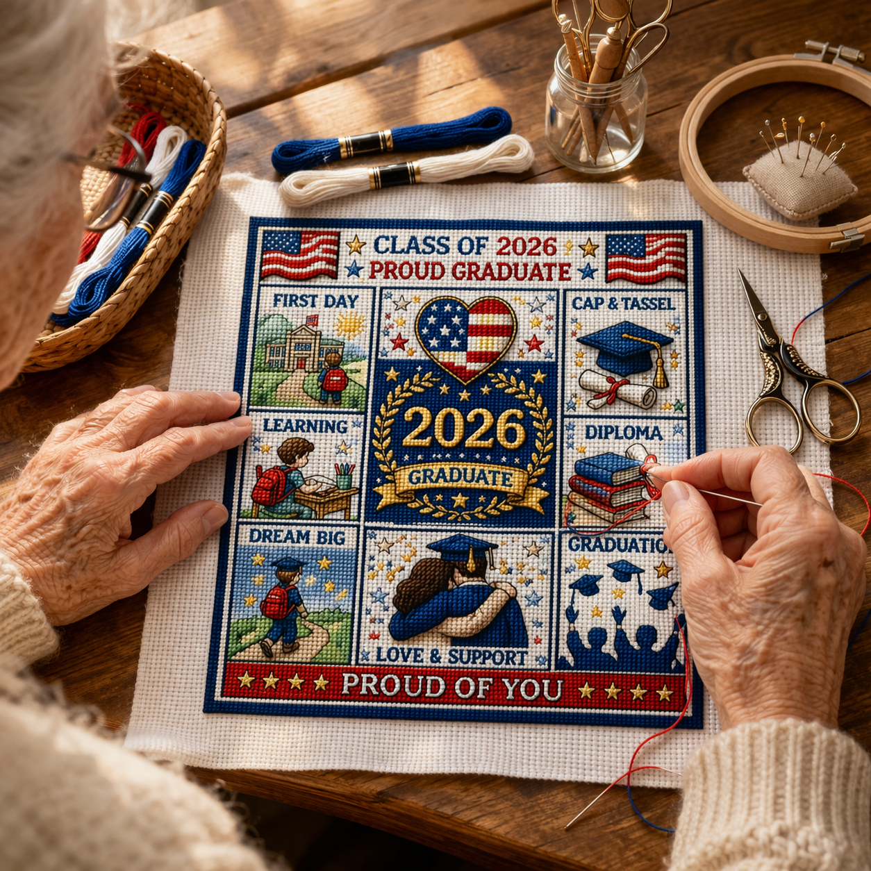 💖Class of 2026 Graduation Cross Stitch Kit – A Gift Made With Pride & Love