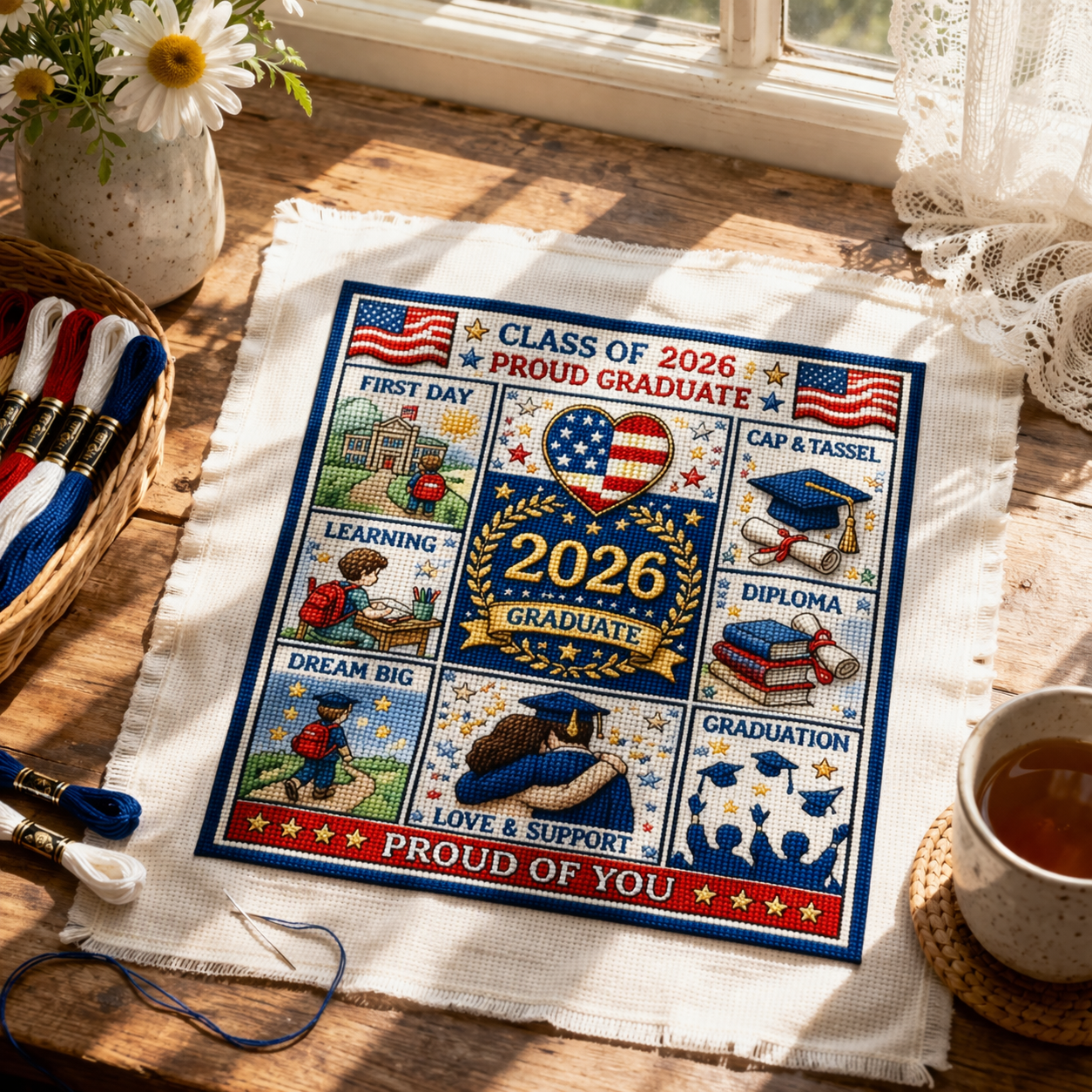 💖Class of 2026 Graduation Cross Stitch Kit – A Gift Made With Pride & Love