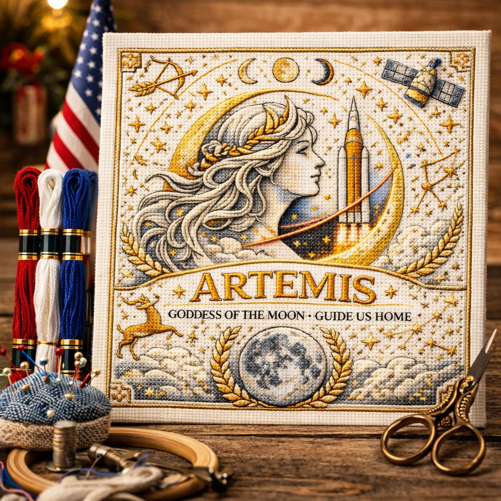 ⚡️250th Anniversary 49% OFF -🌙 Artemis Moon & Stars Cross Stitch Kit ✨