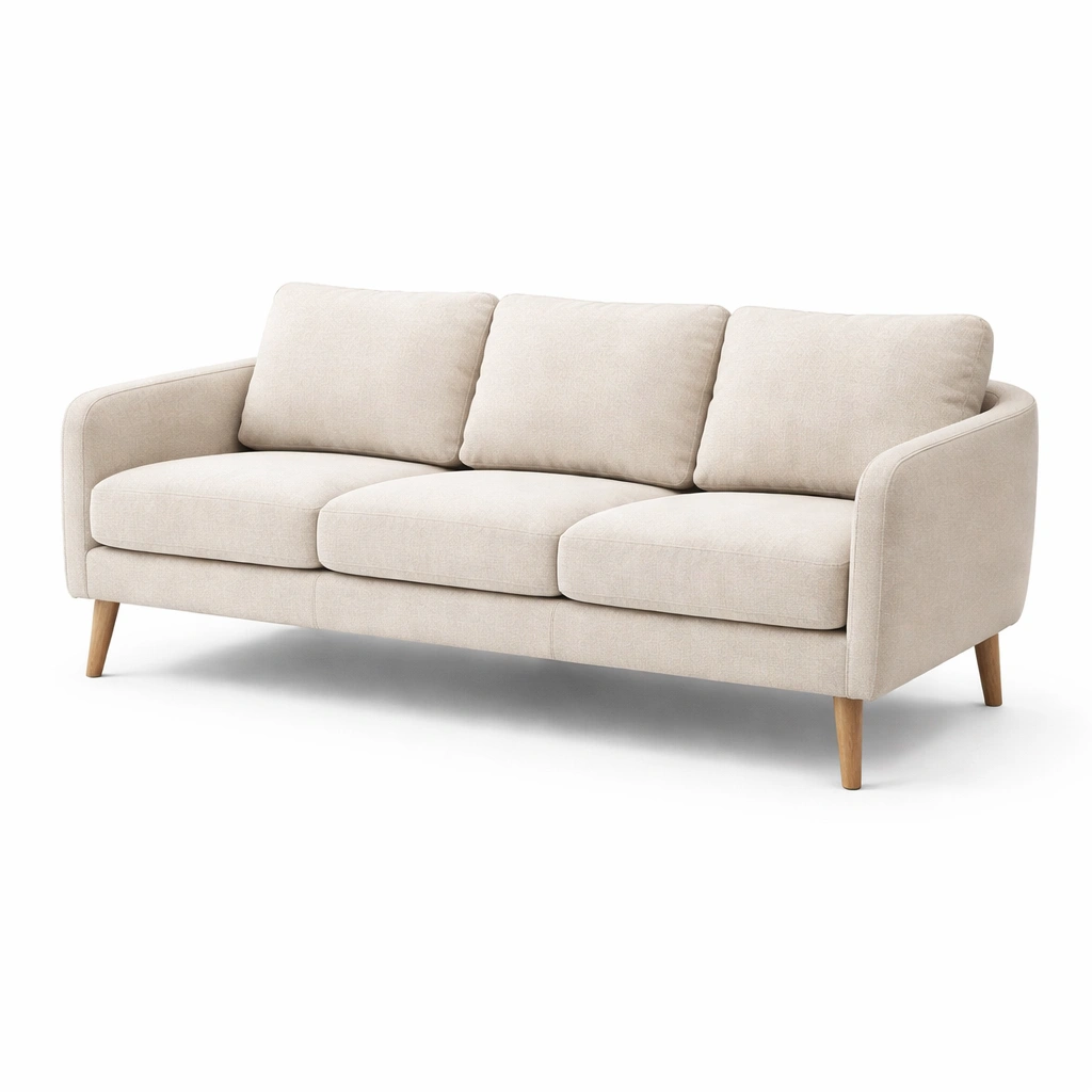 Sofa 3 Sitzer Beige Stoff Klassisch-wrivora