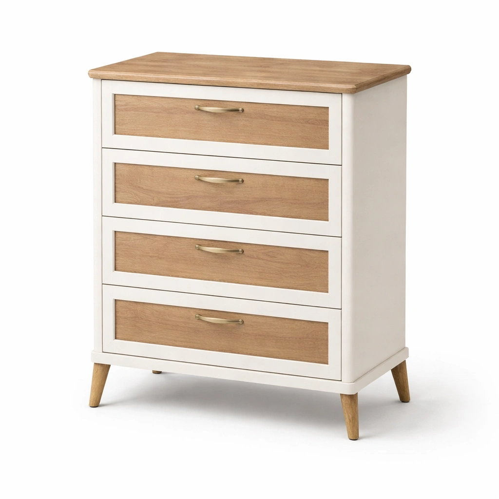 Kommode Weiss Holz mit Schubladen Modern-wrivora